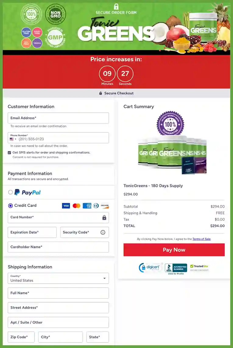 TonicGreens TonicGreens Order Page